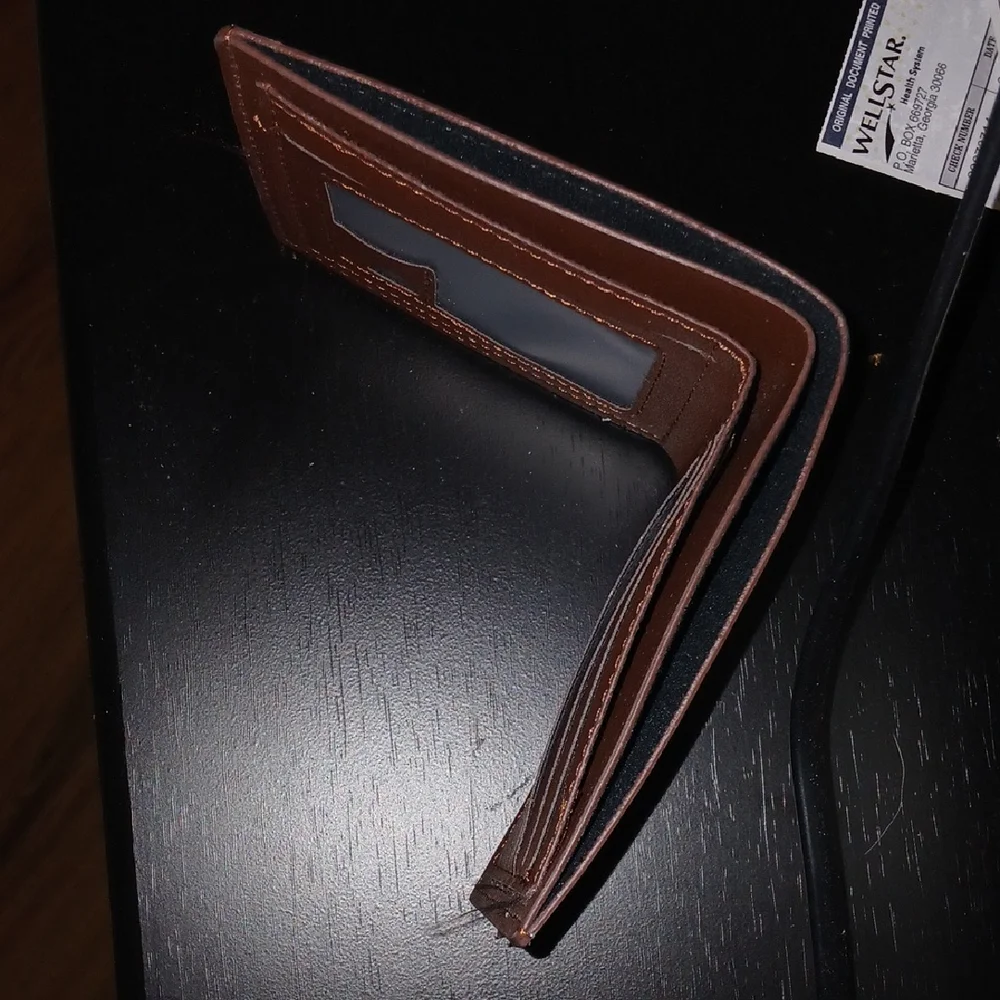 Jiangbao Fashion Dark Brown Leather Bi-fold Wallet